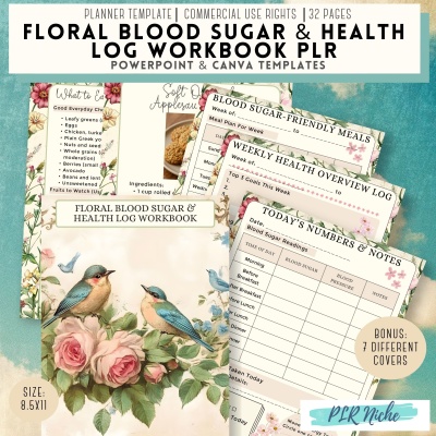 The Floral Blood Sugar & Health Log Workbook PLR