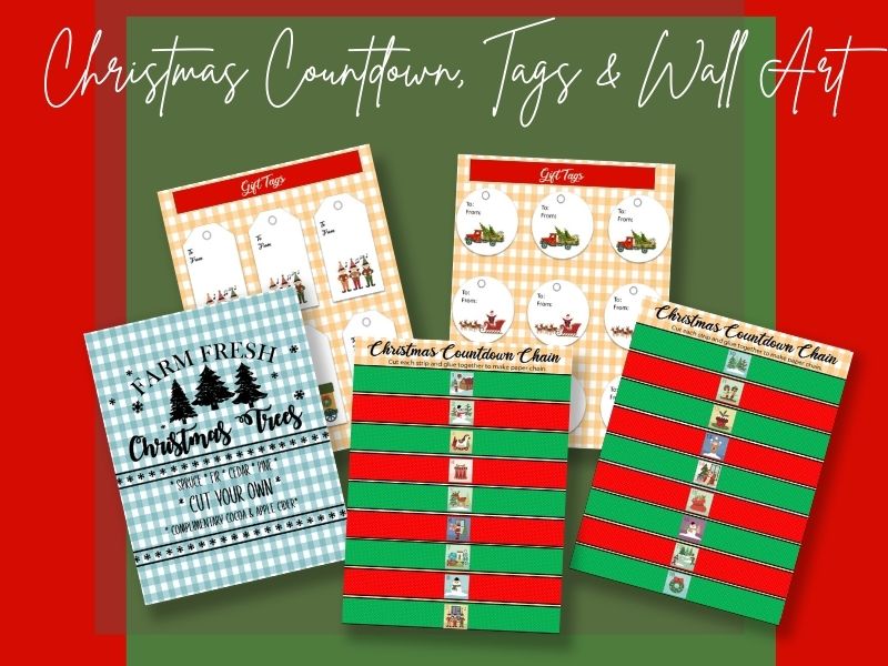 Christmas Countdown tags and wall art