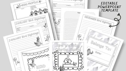 Bird Watching Coloring Template