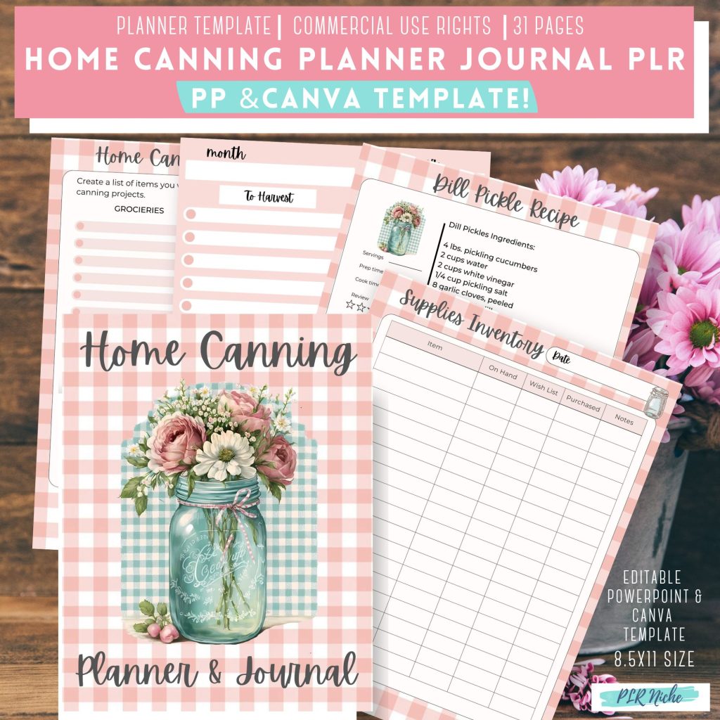 Home Canning Planner PLR 