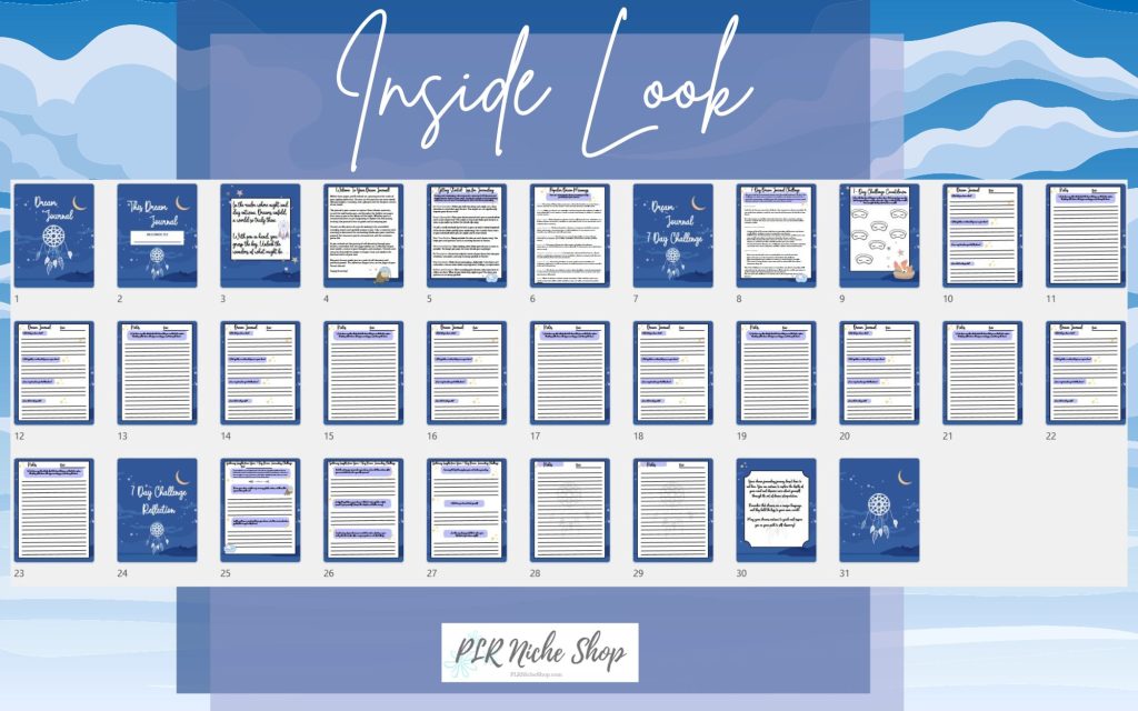 Dream Journal Workbook PLR 